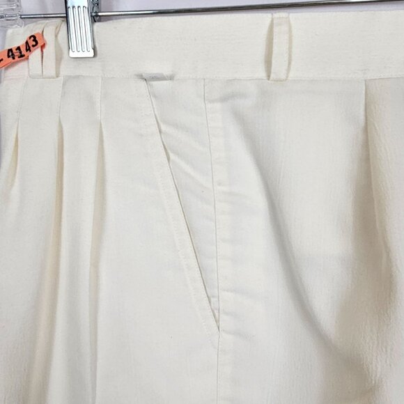 Women's 32" Ivory Dress Pants Cream Textured Pleated Business Casual Office Corp - Picture 6 of 16